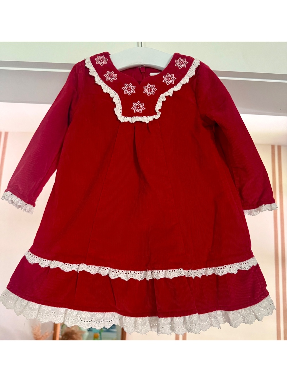 Hanna Andersson Snowflake Corduroy Dress Sz 18-24 Months